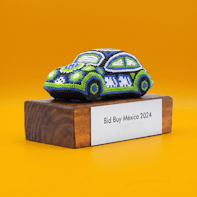 Vochol with Corporate Colors on a Wooden Base