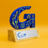 3D Institutional Logo with Brand Colors.