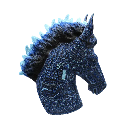 Figura de caballo arte huichol cabeza de caballo azul