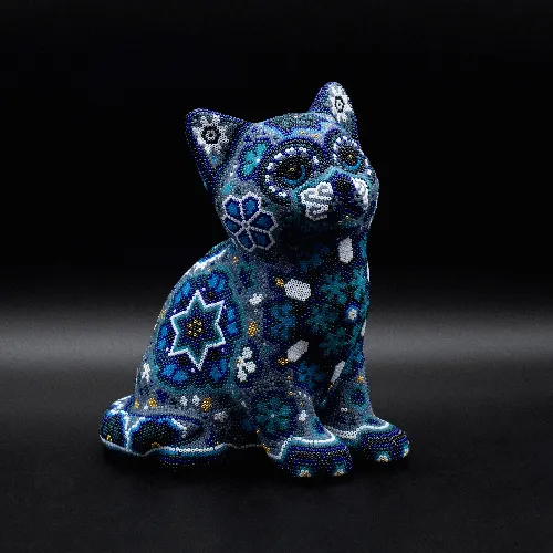 Figura de gato siames arte huichol tierra huichol