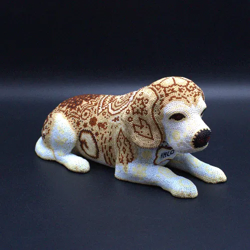 Figura de perro beagle arte huichol cafe 1