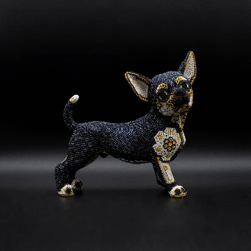 Figura de perro chihuahua arte huichol tierra huichol