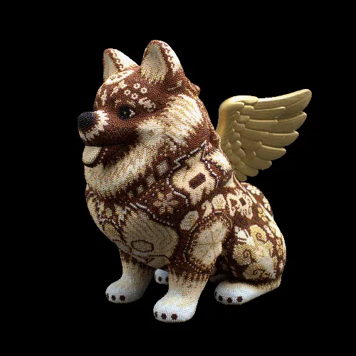 Figura de perro pomeriana arte huichol cafe 8