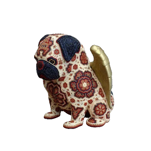 Figura de figura mascotas arte huichol grande