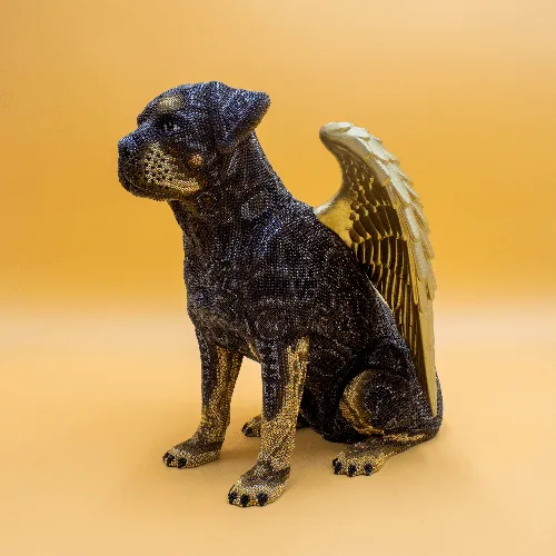 Figura de perro rottweiler arte huichol memorial