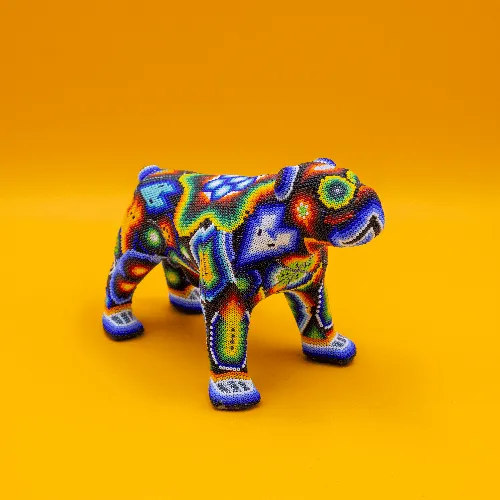 Escultura de Perro arte huichol str colorido