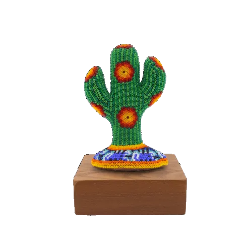 Figura de reconocimiento de arte huichol cactus verde