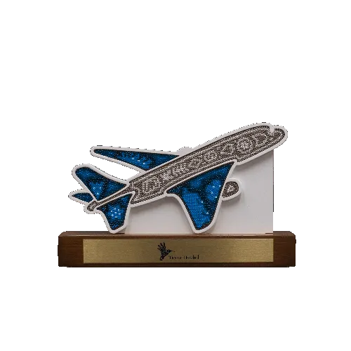 Figura de reconocimiento arte huichol avion azul