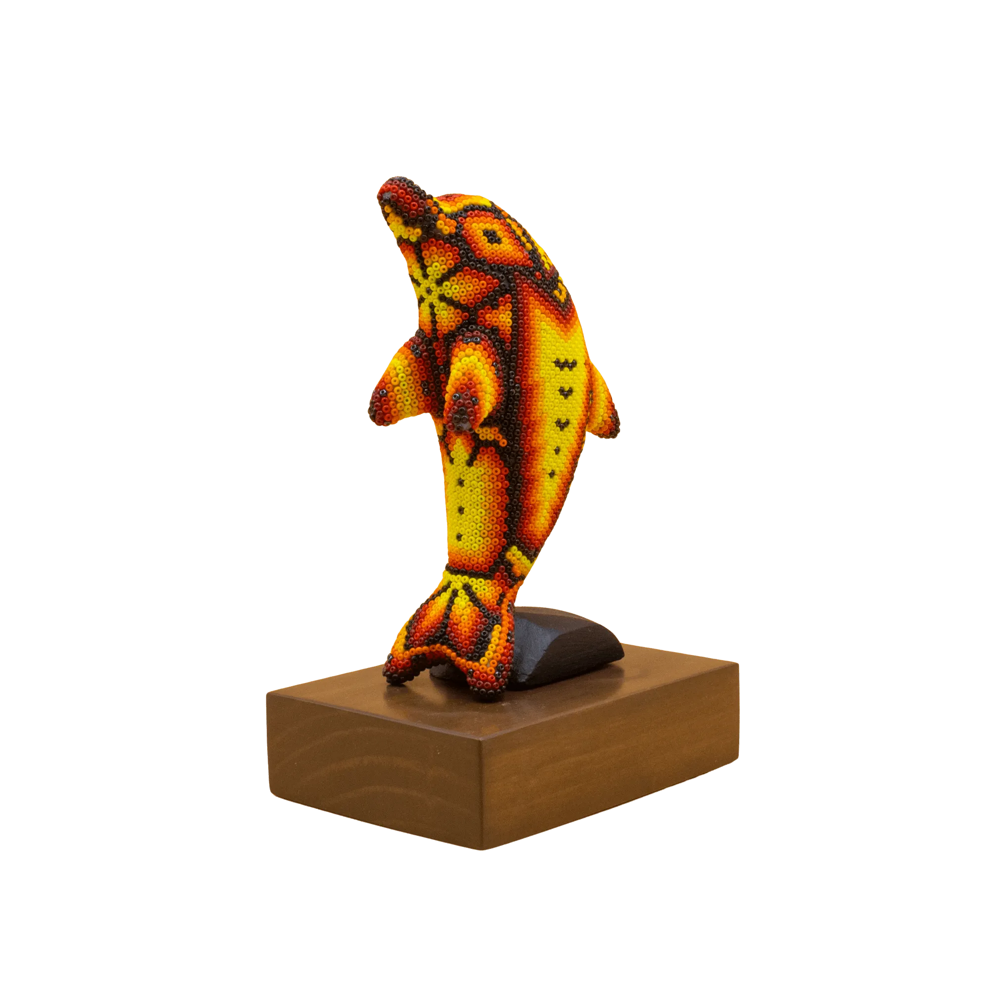Escultura de Reconocimiento con arte huichol delfin naranja 2026 10