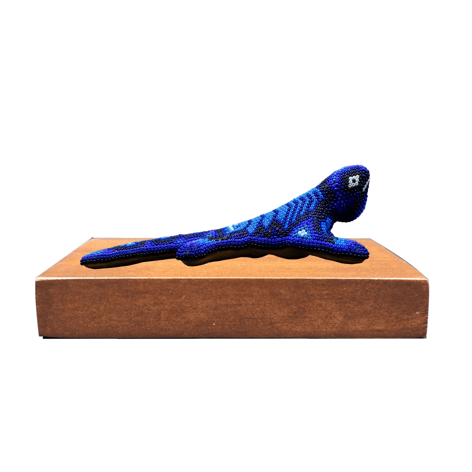 Figura de reconocimiento de arte huichol iguana azul