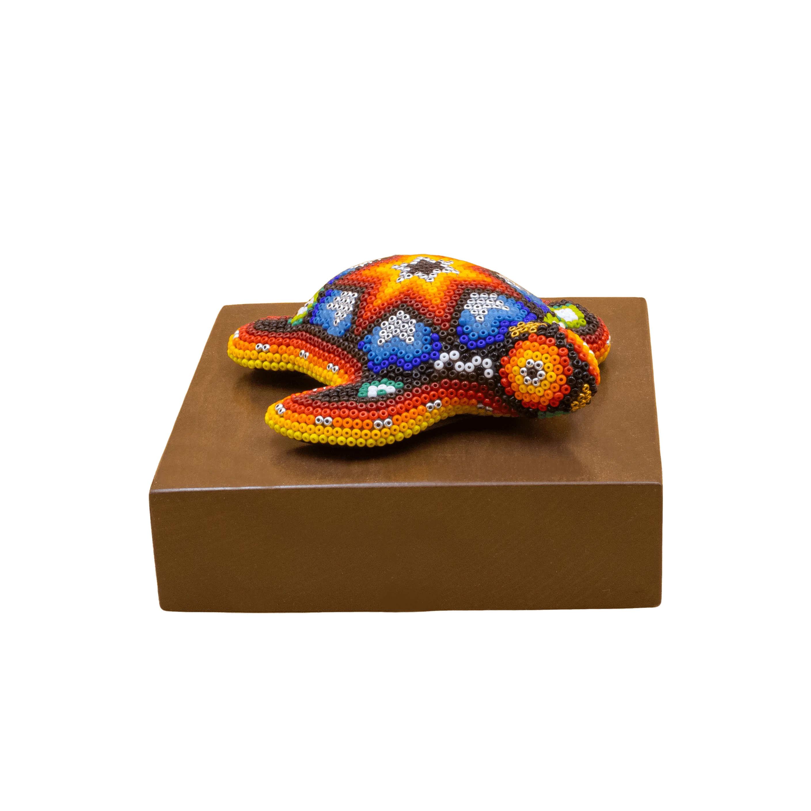 Escultura de Reconocimiento con arte huichol tortuga mini colorida