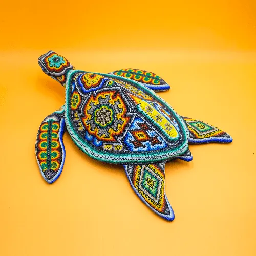 Escultura de Tortuga arte huichol grande 701