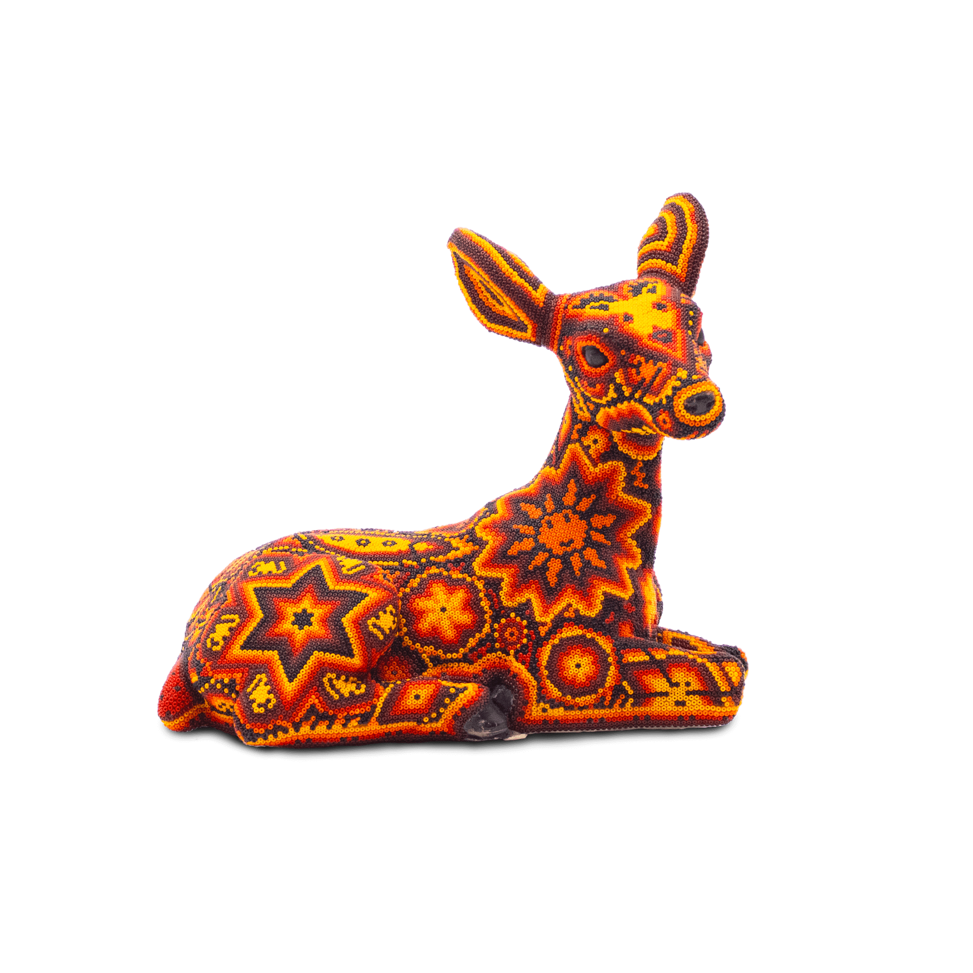 Figura de venado huichol amarillo center