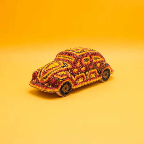Escultura de Vochol arte huichol naranja 706