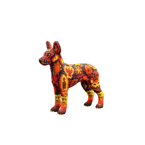 Figura de perro xoloitzcuintle arte huichol rojo