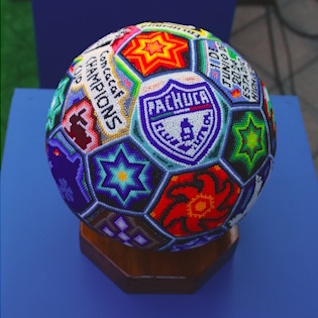 Soccer ball covered with beads