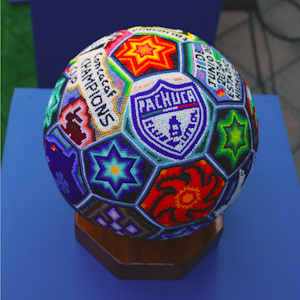 Balone tamño real enchaquirado sobre base de madera