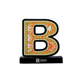 Wooden trophy covered with beads on a wooden base