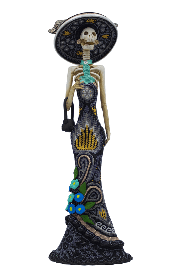Beaded catrina sculpture