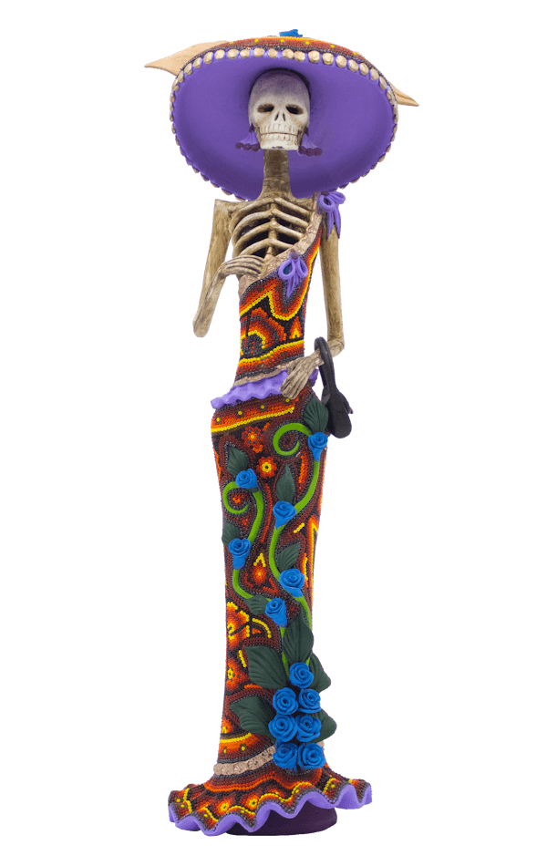 Beaded catrina sculpture