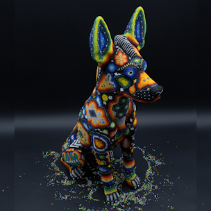 Xoloitzcuintle dog sculpture covered with colorful beads