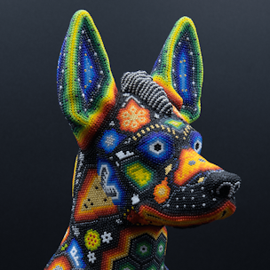 Xoloitzcuintle dog sculpture covered with colorful beads