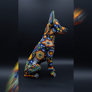 Xoloitzcuintle dog sculpture covered with colorful beads
