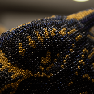 Blue and gold griffin sculpture