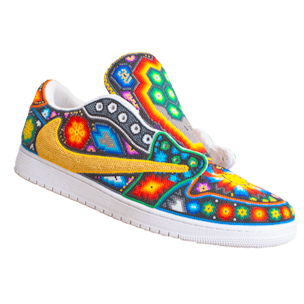 Custom sneaker covered with colorful beads