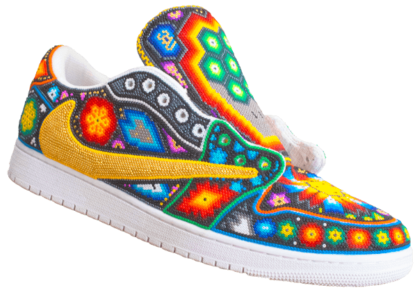 Custom sneaker covered with colorful beads