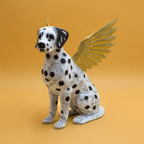 Figura de perro dalmata arte huichol memorial