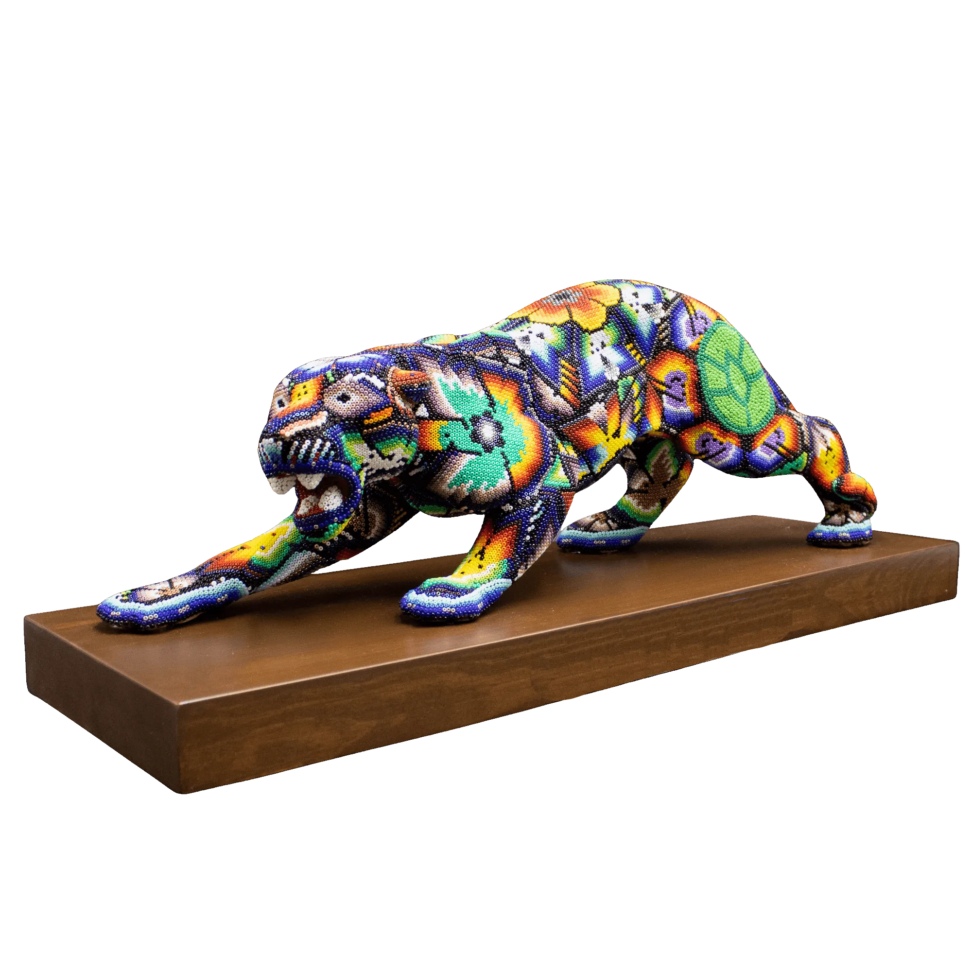 Figura de reconocimiento arte huichol jaguar movimiento base