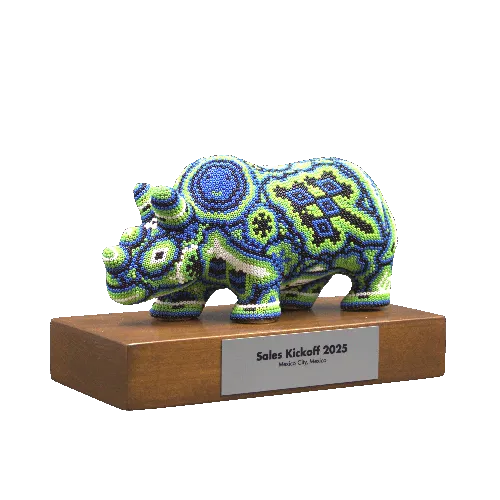 Figura de reconocimiento arte huichol rinoceronte base