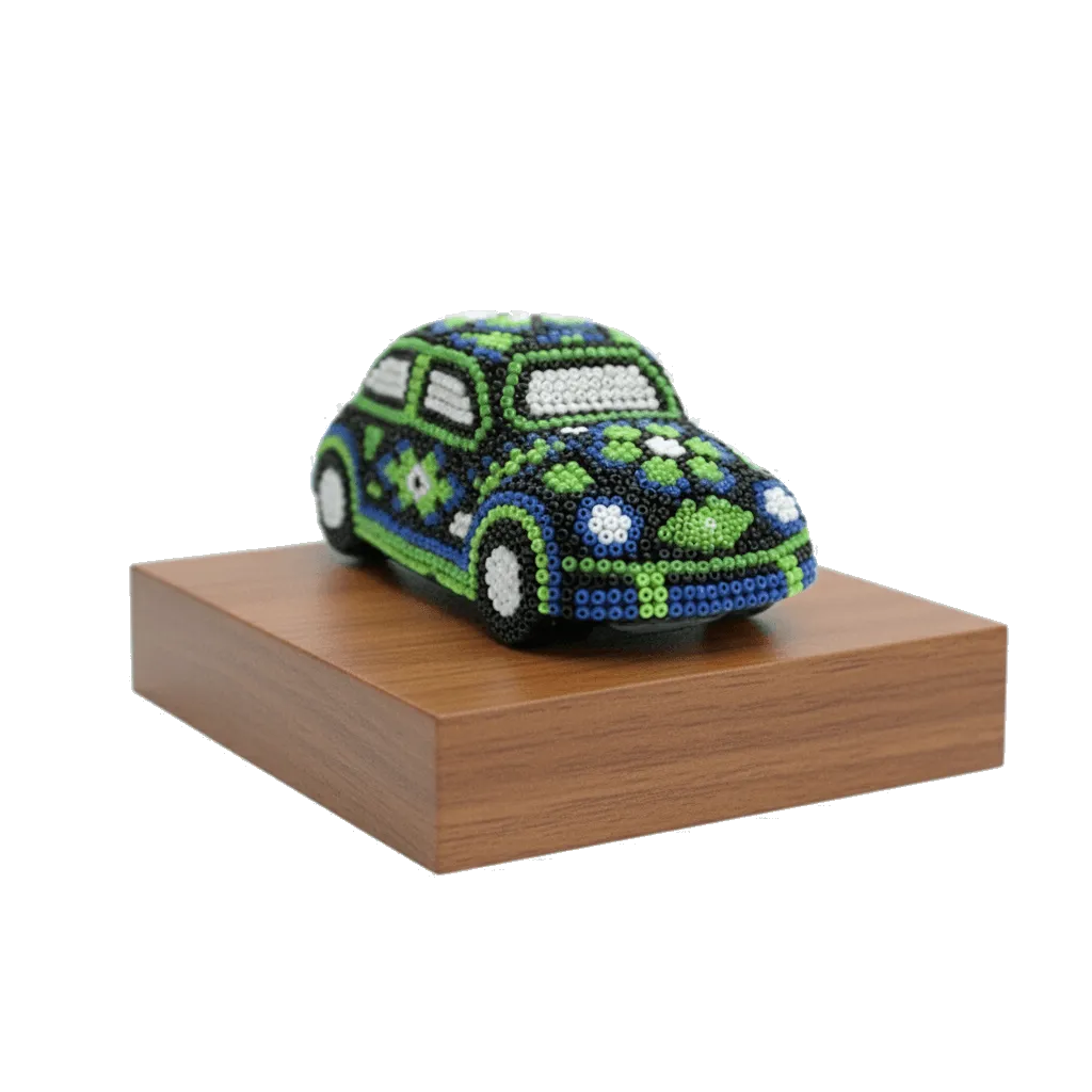 Figura de reconocimiento arte huichol vocho base